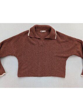 So Women's Sweater Size Small Orange Cropped Collared